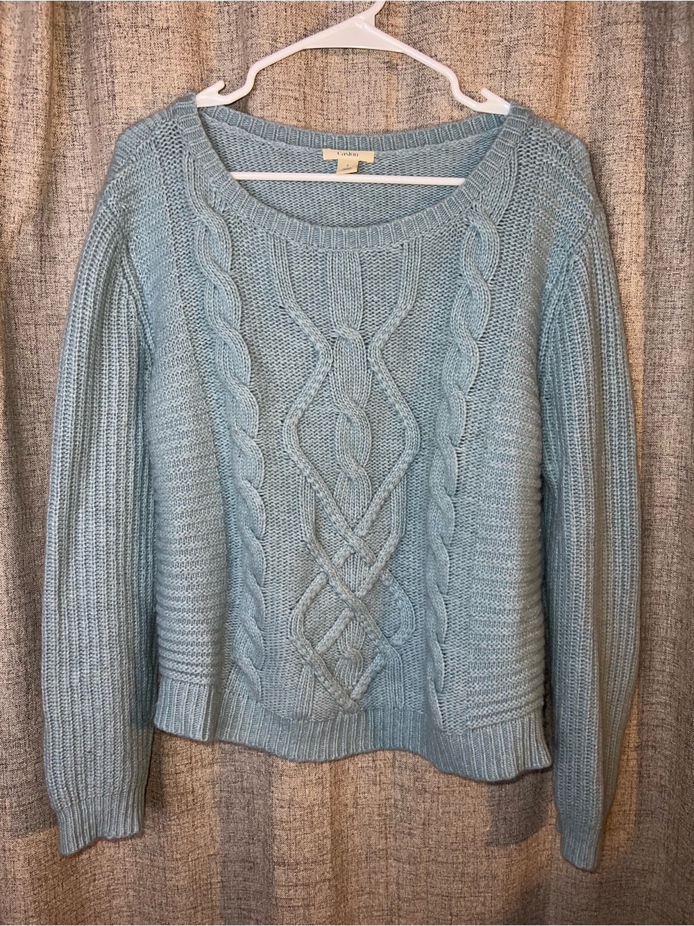 Caslon Cable Knit Angora Wool Blend Blue Sweater Light Academia Size Large